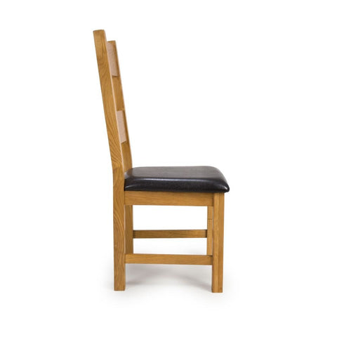 Hampshire Solid Oak Dining Chairs with PU Seat Pad Set of 4 Dining Chairs