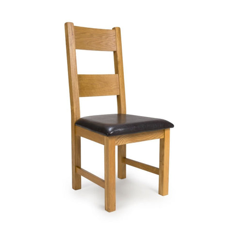 Hampshire Solid Oak Dining Chairs with PU Seat Pad Set of 4 Dining Chairs