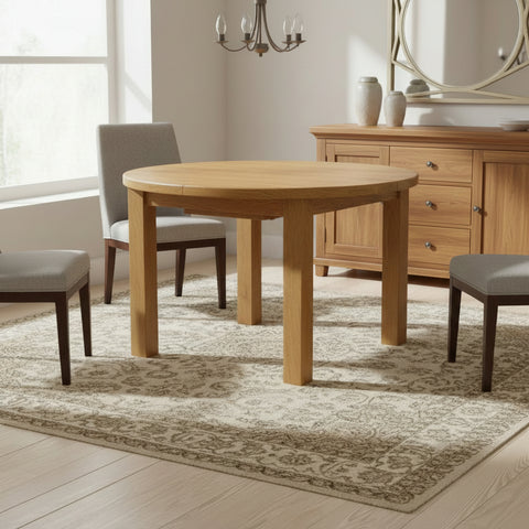 Wooden round table with a single leaf on a white background