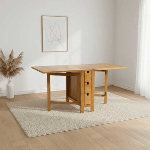 Hampshire Solid Oak Gateleg Drop Leaf Dining Table with 6 Drawers