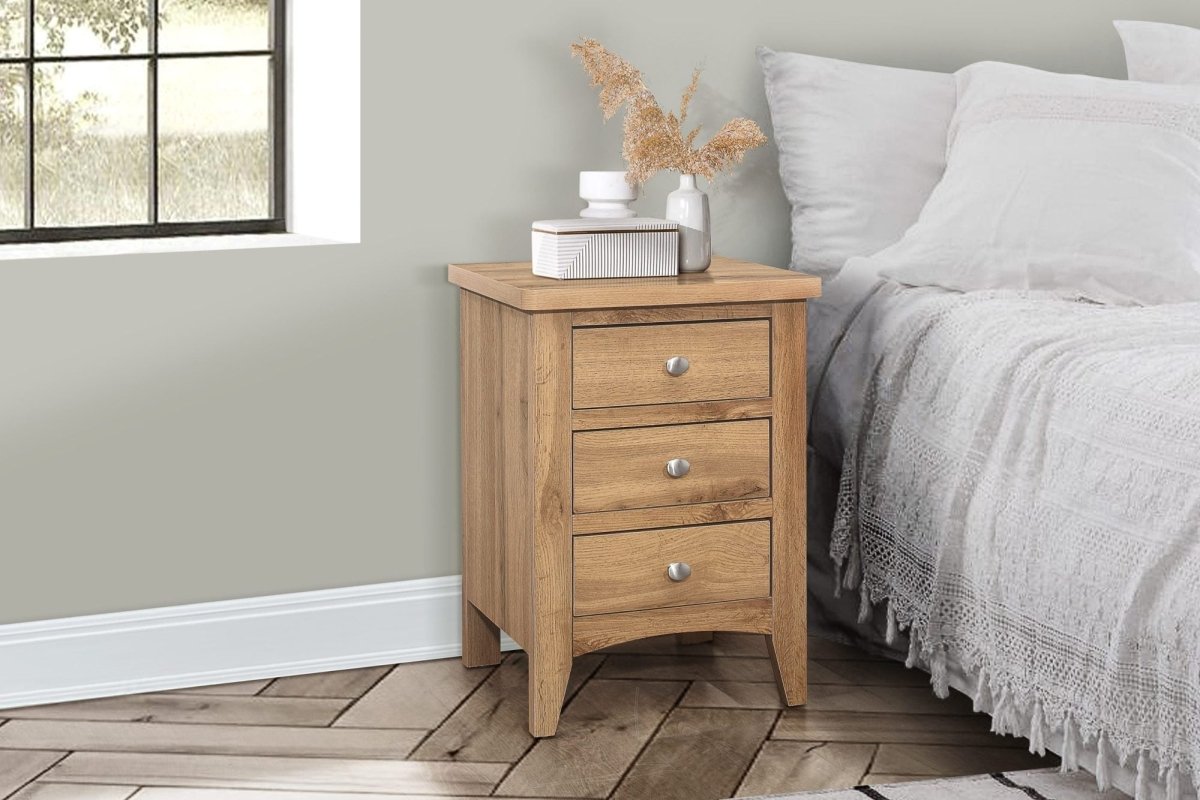 Havencrest 3 Drawer Bedside Oak - Pair - Pendle Village Furniture