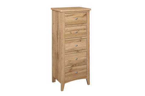 Havencrest 5 Drawer Tall Boy Chest Oak