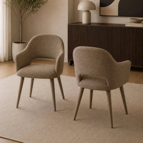 Morocco Taupe Fabric Upholstered Dining Chairs – Set of 4