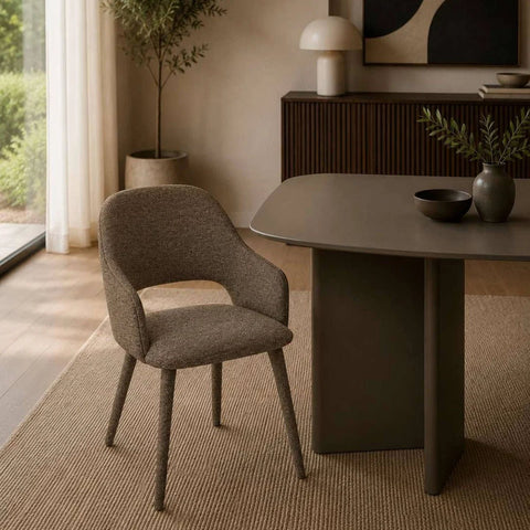Morocco Taupe Fabric Upholstered Dining Chairs – Set of 4