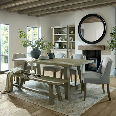 Whitby Soft Grey Wood Dining Table – 200cm - Pendle Village Furniture