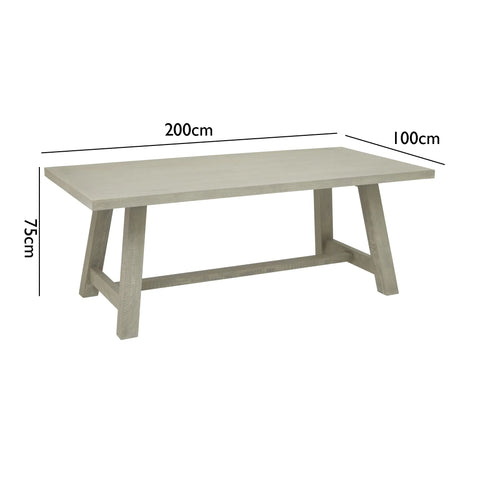 Whitby Soft Grey Wood Dining Table – 200cm - Pendle Village Furniture