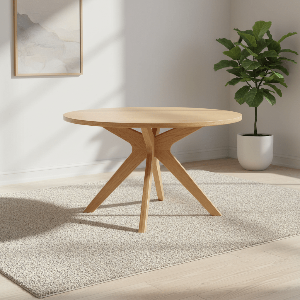 Armande 130cm Round Oak Veneer Dining Table