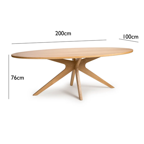 Armande Oval Oak Veneer Dining Table – 200cm - Pendle Village Furniture