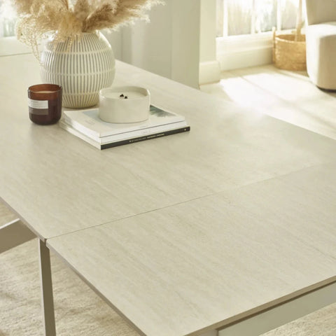 Hackney Cream Sintered Stone Ceramic Extending Dining Table