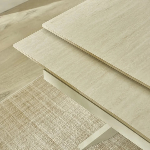 Hackney Cream Sintered Stone Ceramic Extending Dining Table