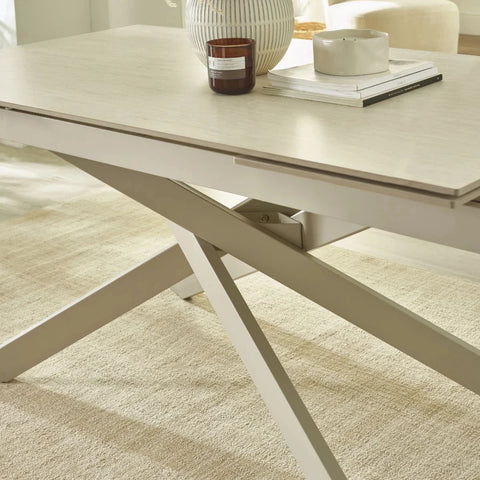 Hackney Cream Sintered Stone Ceramic Extending Dining Table