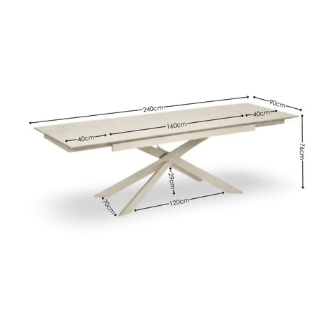 Hackney Cream Sintered Stone Ceramic Extending Dining Table