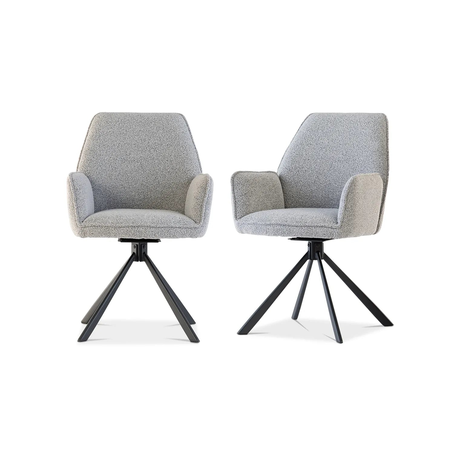 Hadley Light Grey Bouclé Fabric Swivel Dining Armchair – Set of 4 - Pendle Village Furniture