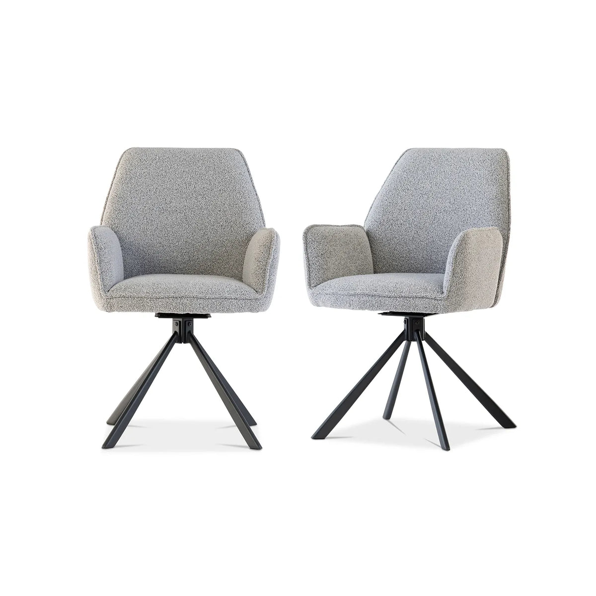 Hadley Light Grey Bouclé Fabric Swivel Dining Armchair – Set of 4 - Pendle Village Furniture