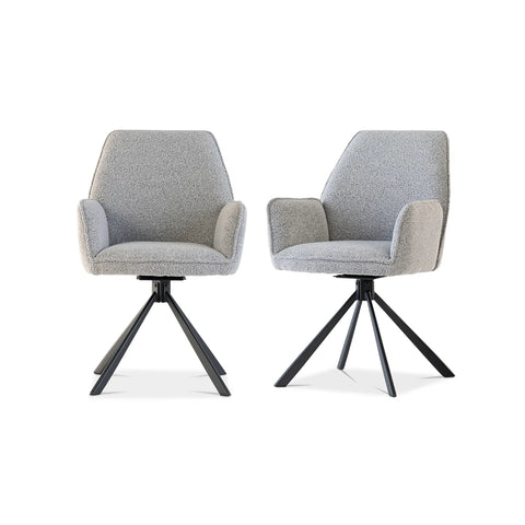 Hadley Light Grey Bouclé Fabric Swivel Dining Armchair – Set of 4 - Pendle Village Furniture