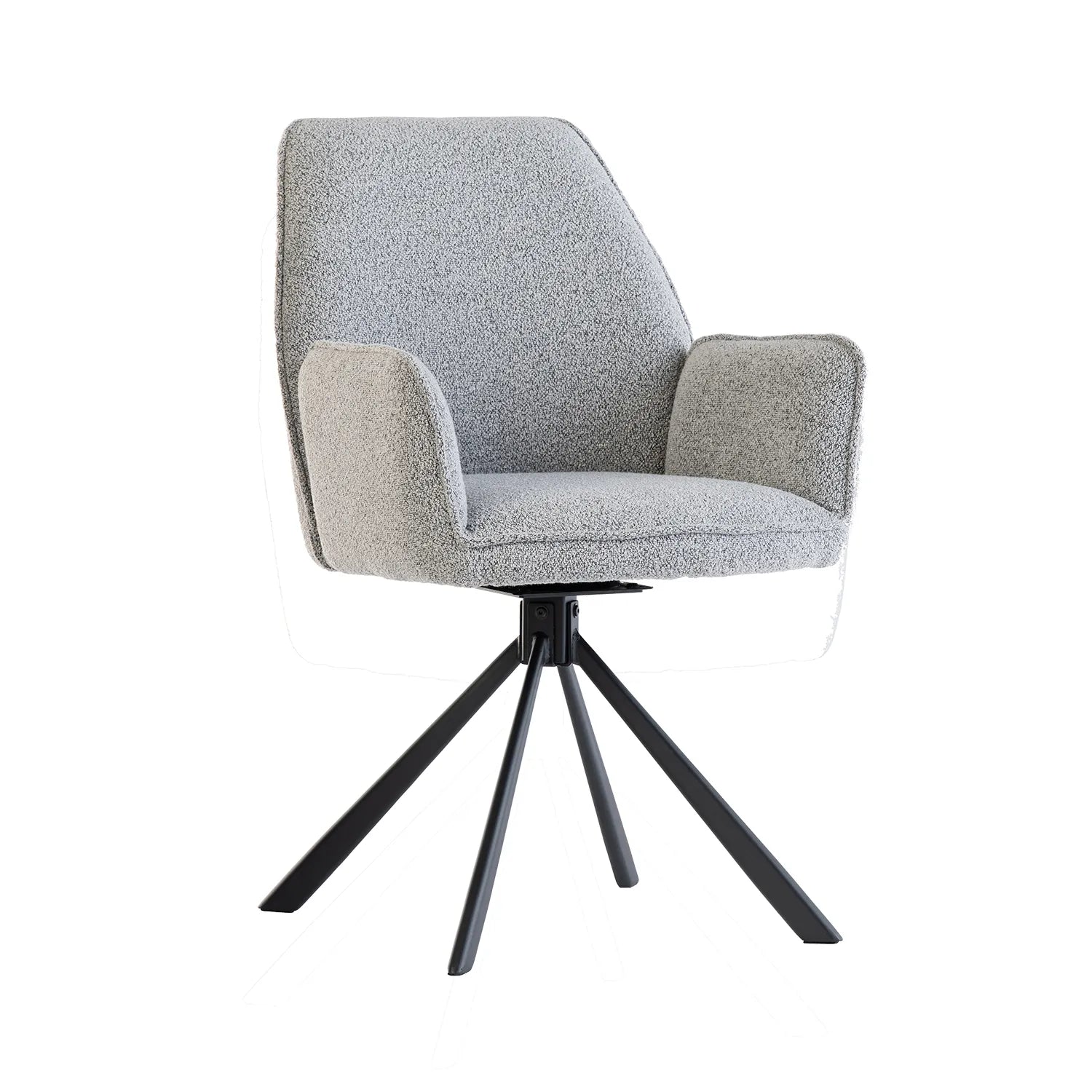 Hadley Light Grey Bouclé Fabric Swivel Dining Armchair – Set of 4 - Pendle Village Furniture