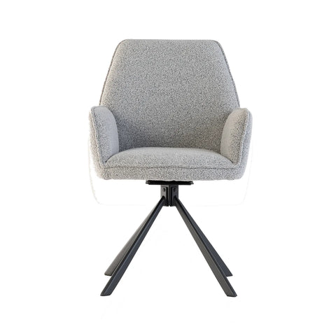 Hadley Light Grey Bouclé Fabric Swivel Dining Armchair – Set of 4 - Pendle Village Furniture