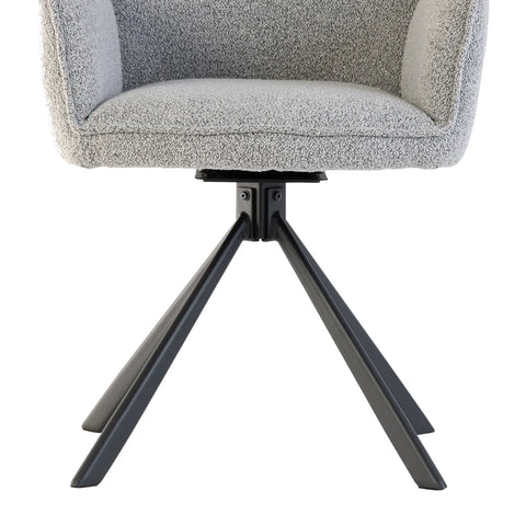 Hadley Light Grey Bouclé Fabric Swivel Dining Armchair – Set of 4 - Pendle Village Furniture