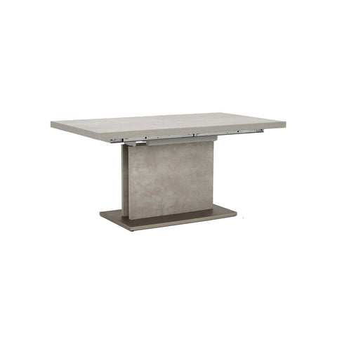 Stylish Halmstad extending dining table with concrete-effect top and stainless steel legs. Extends 160–220cm for effortless dining and entertaining.