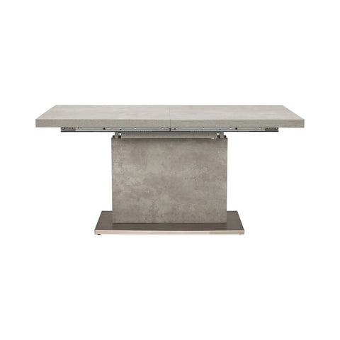 Dining table with concrete-like finish on a white background