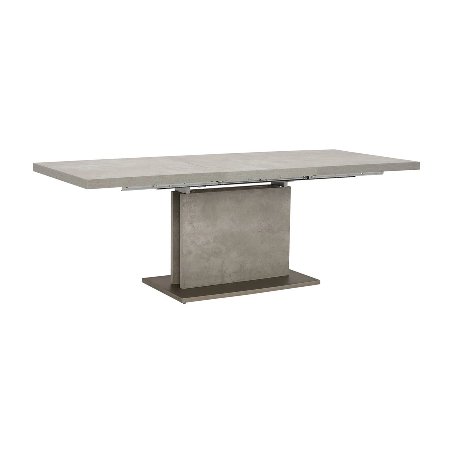 Halmstad Dining Table concrete effect and  brushed stainless steel pedestal legs
