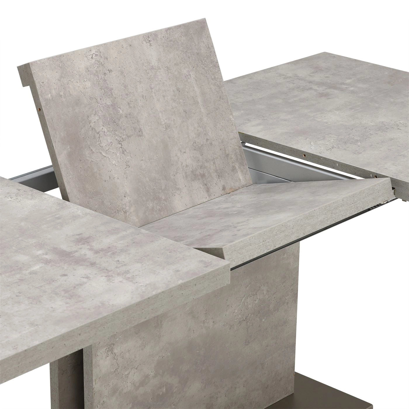 Halmstad Concrete Effect Extending Dining Table – Butterfly Extension. 