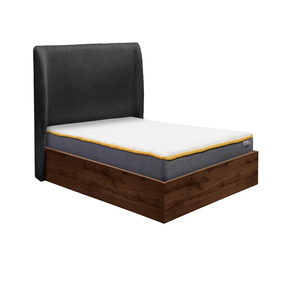 Ottoman bed with hydraulic lift storage and spacious hidden compartment.