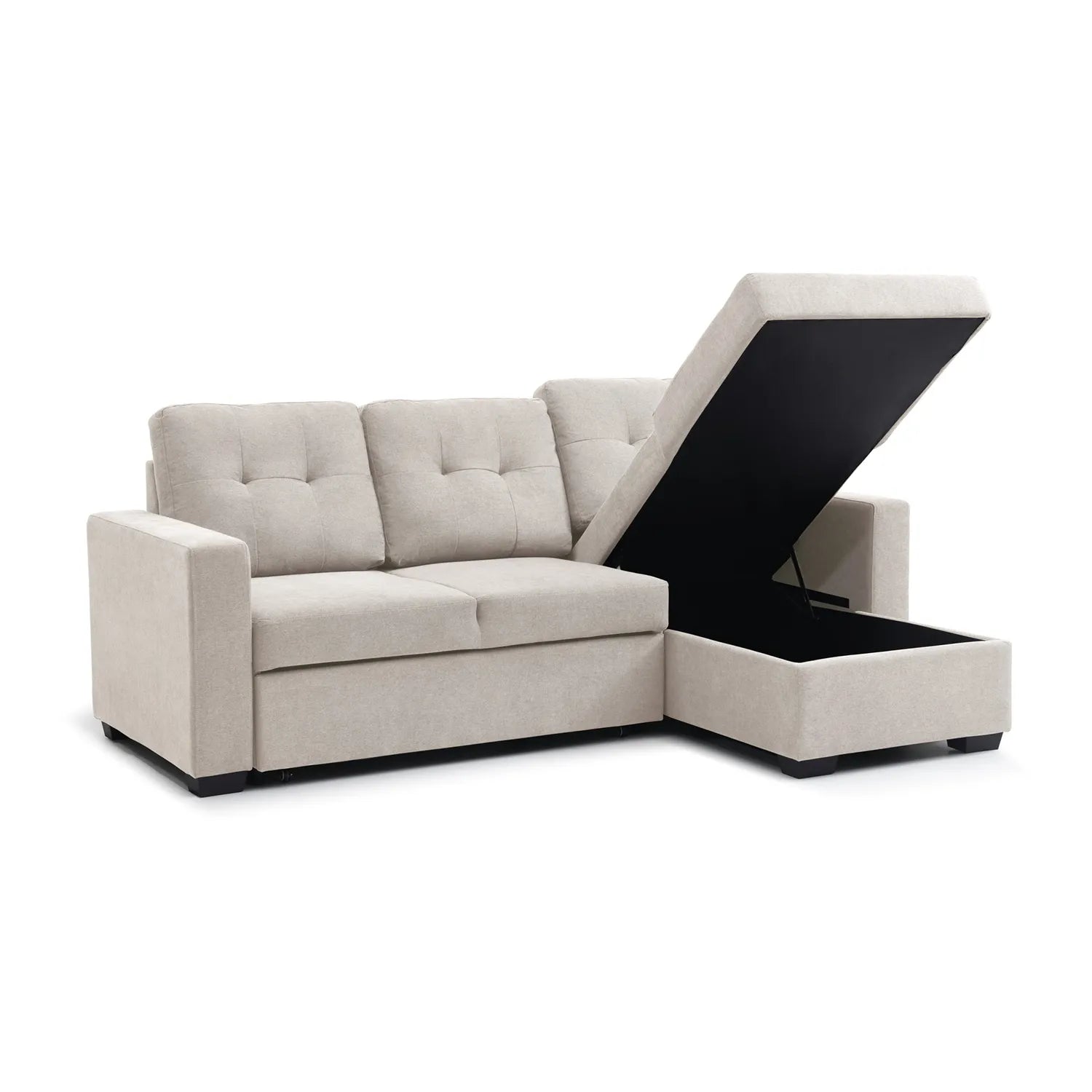 Hampshire Natural Textured Weave Fabric Corner Sofa Bed - Pendle Village Furniture