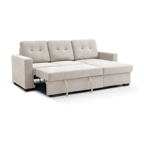 Hampshire Natural Textured Weave Fabric Corner Sofa Bed - Pendle Village Furniture