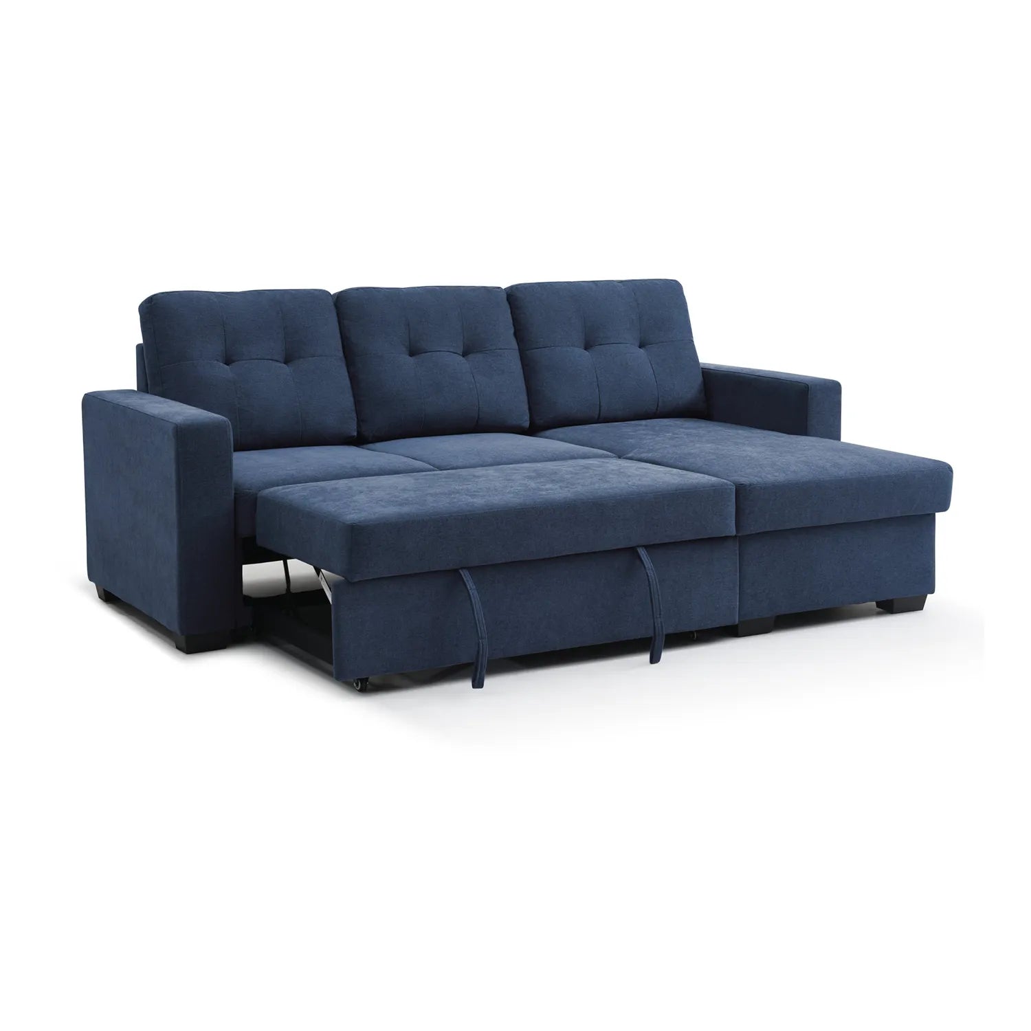Hampshire Navy Textured Weave Fabric Corner Sofa Bed. Available in Grey, Navy and Natural - Sofa into Sofa bed
