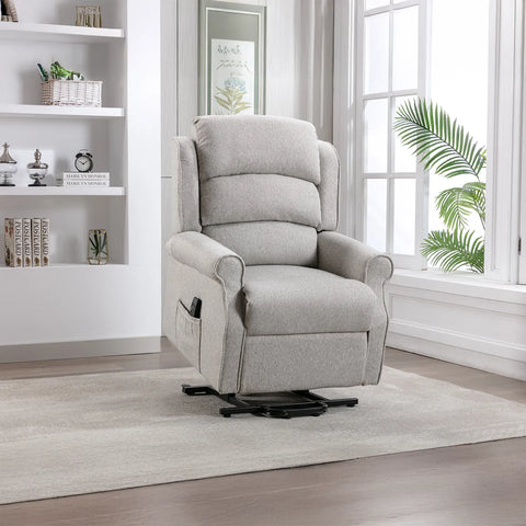 Hampshire Linen Fabric Dual Motor Riser Recliner Chair - Pendle Village Furniture