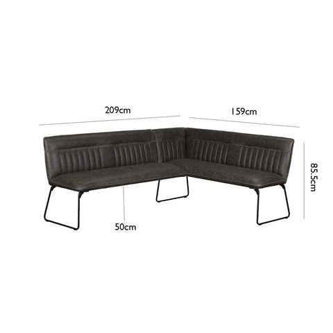 Harper Dark Grey Mottled PU Corner Dining Bench