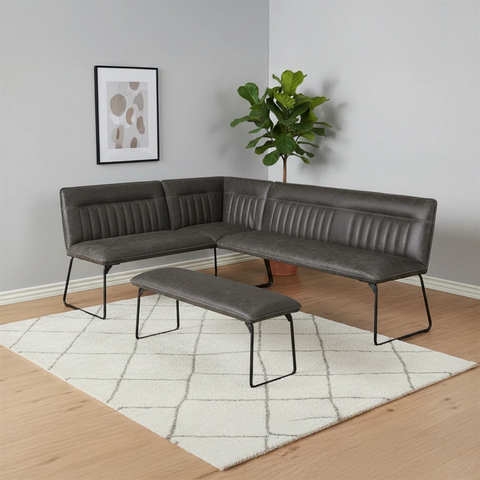 Harper Dark Grey Mottled PU Corner Dining Bench