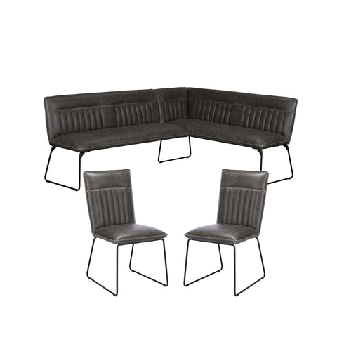 Harper Dark Grey Mottled PU Corner Dining Bench