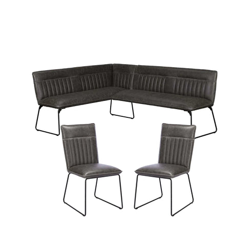 Harper Dark Grey Mottled PU Corner Dining Bench