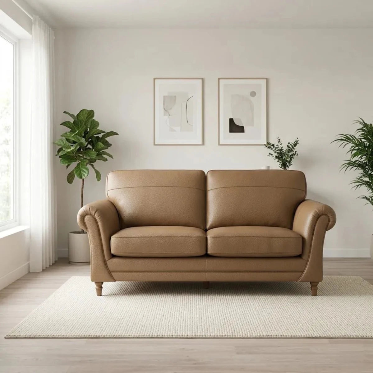 Modern 2 seater sofa with supportive seating and elegant design.