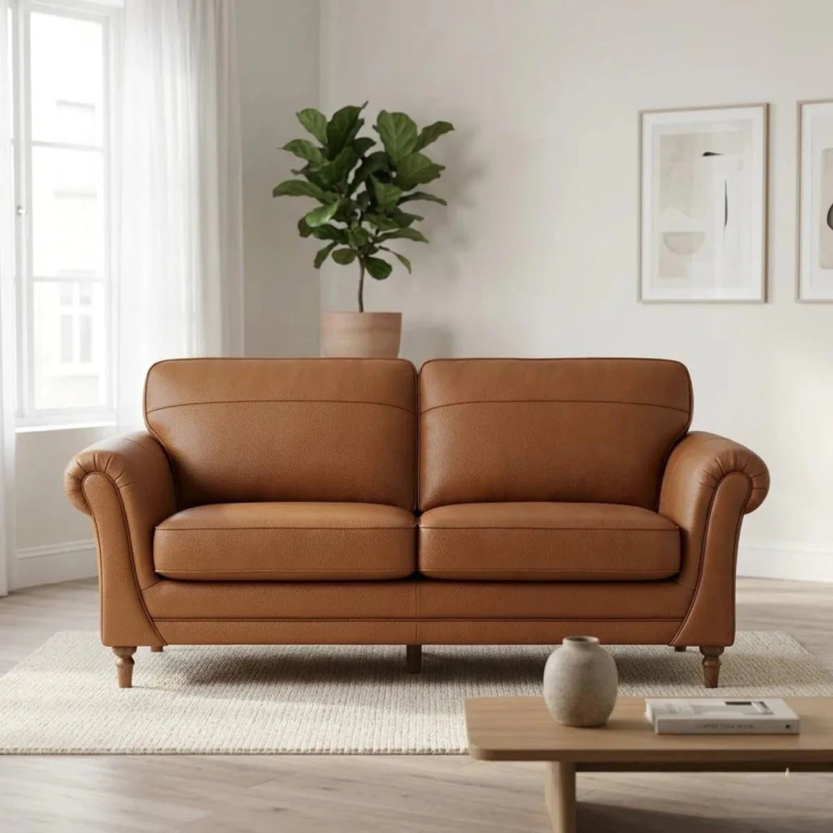 Stylish 3 seater sofa with deep cushions and durable frame.