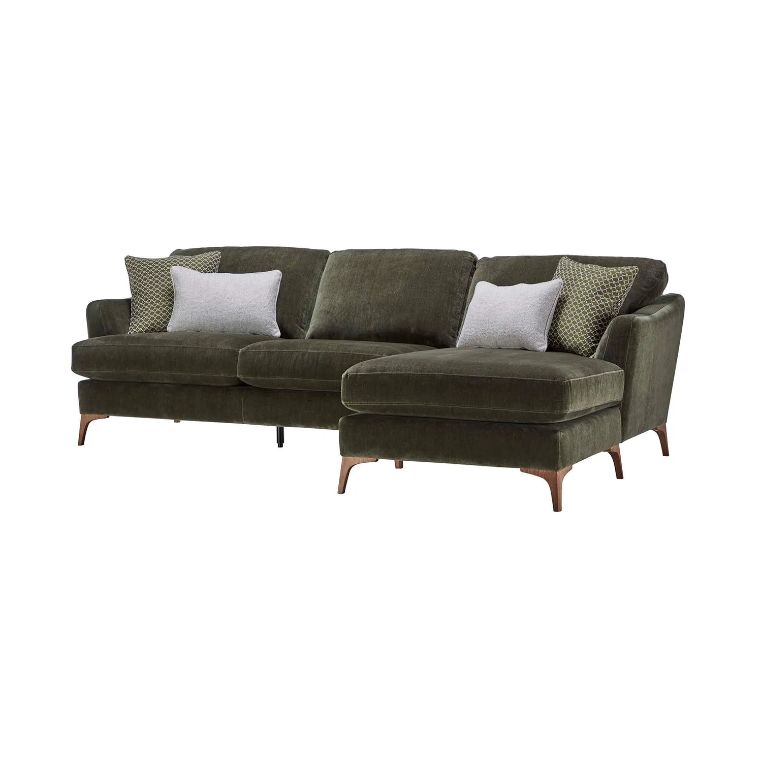Harrison Conifer Green Fabric Right Hand Chaise Sofa