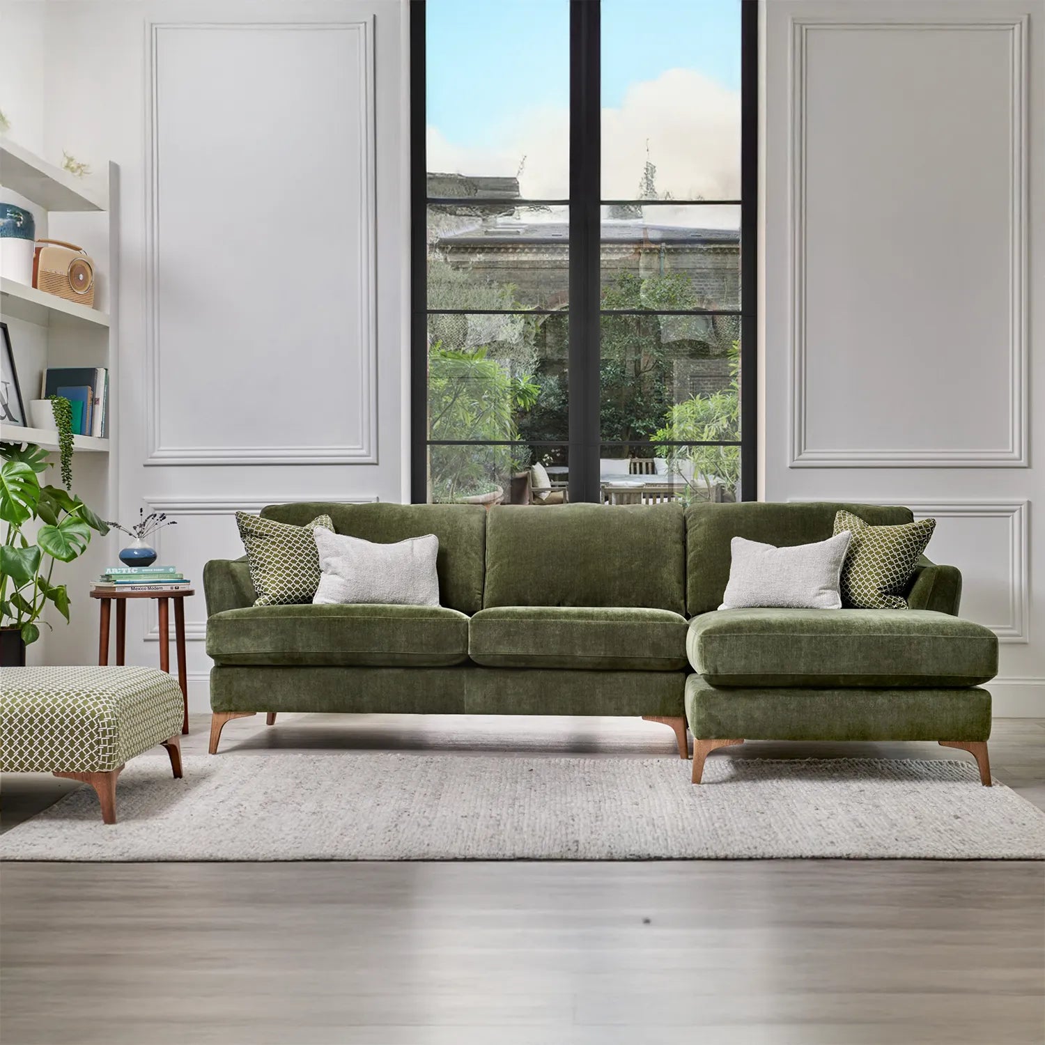 Harrison Conifer Green Fabric Right Hand Chaise Sofa