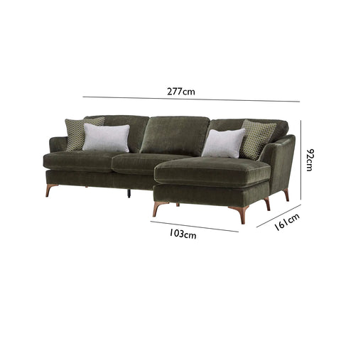 Harrison Conifer Green Fabric Right Hand Chaise Sofa