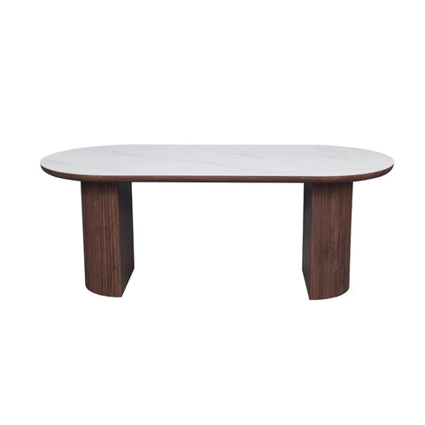 Harvard Walnut Dining Table with White Sintered Stone Top - W200cm
