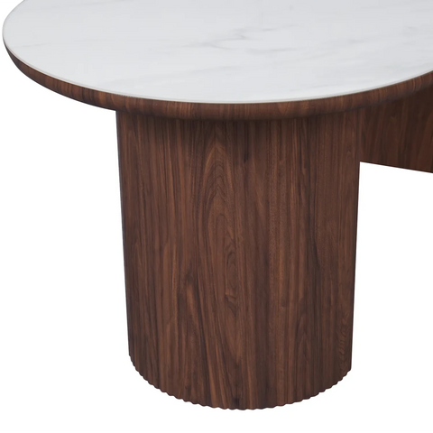 Harvard Walnut Dining Table with White Sintered Stone Top - W200cm