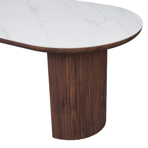 Harvard Walnut Dining Table with White Sintered Stone Top - W200cm
