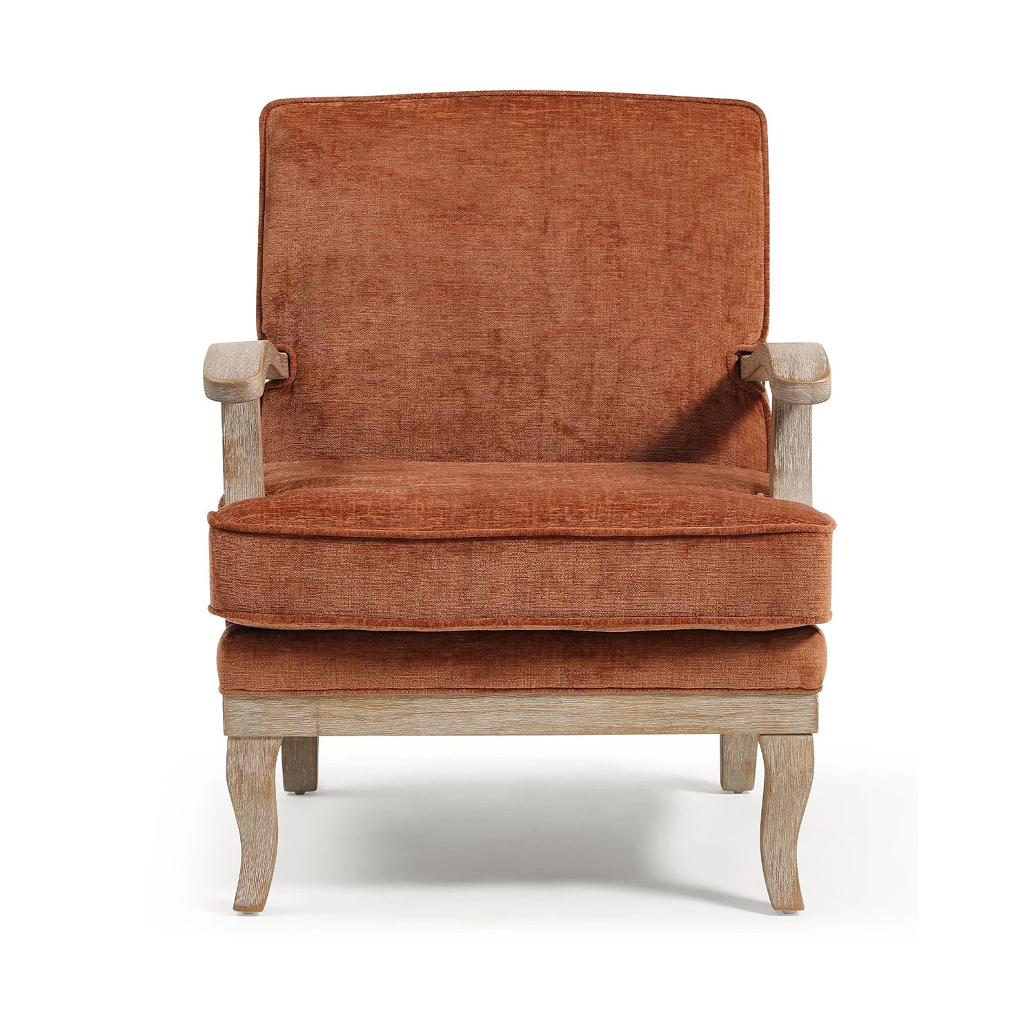 Hastings Traditional Wooden Armchair in Terracotta Distressed Chenille - Pendle Village Furniture