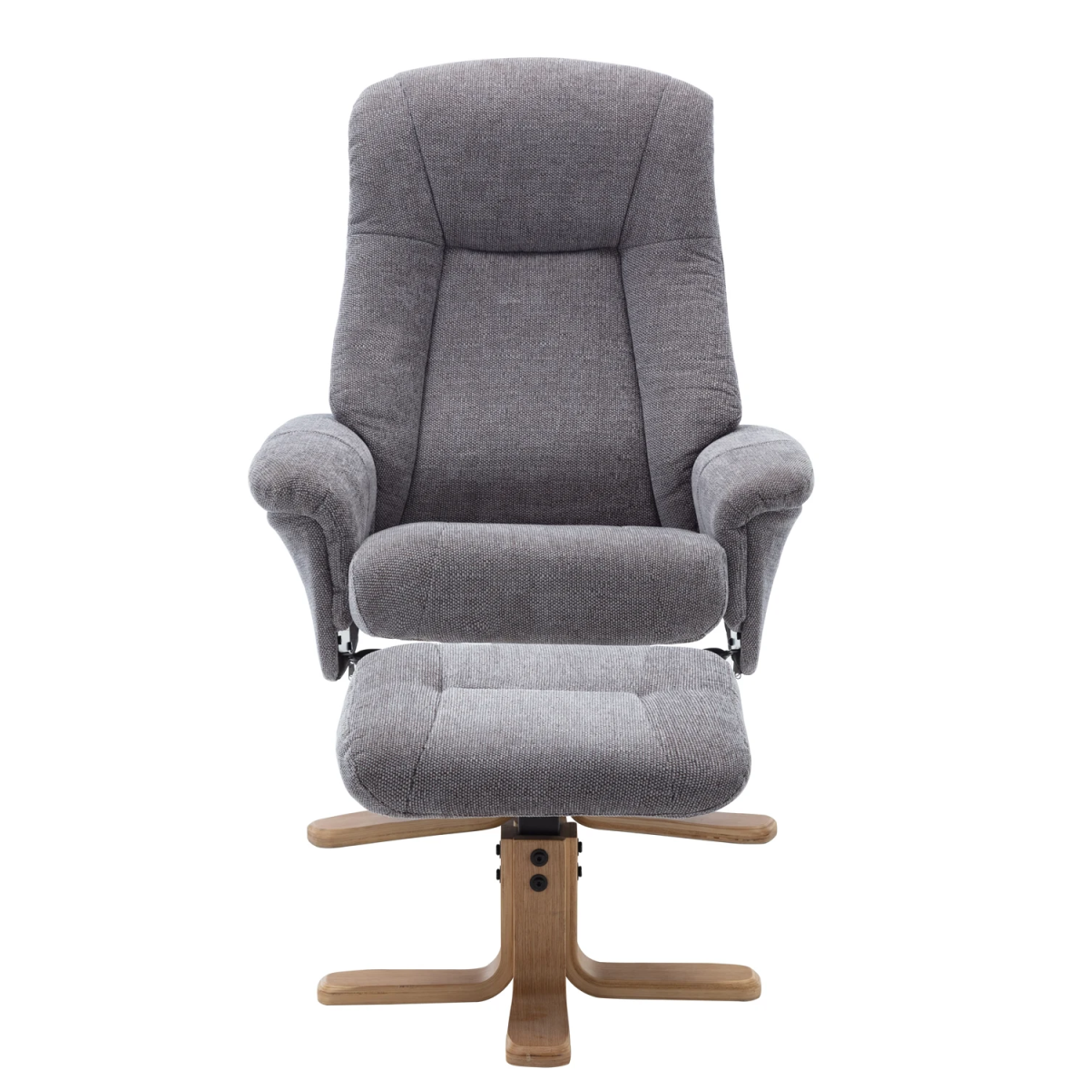Bigelow Fabric Swivel Recliner Chair with Footstool - Pendle Village Furniture