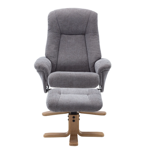 Bigelow Fabric Swivel Recliner Chair with Footstool - Pendle Village Furniture