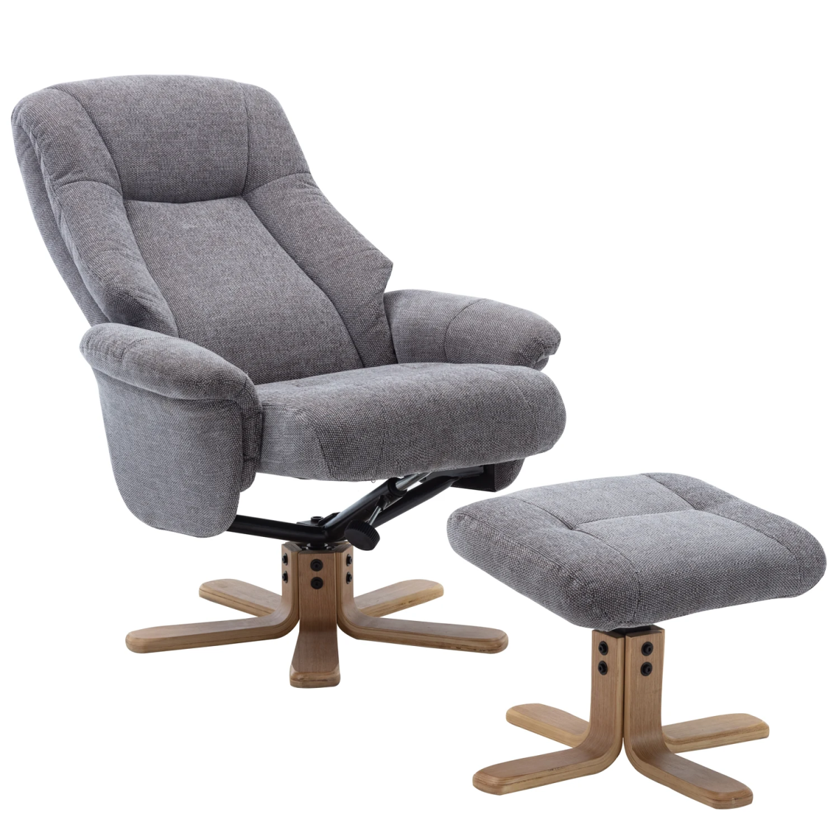 Bigelow Fabric Swivel Recliner Chair with Footstool - Pendle Village Furniture