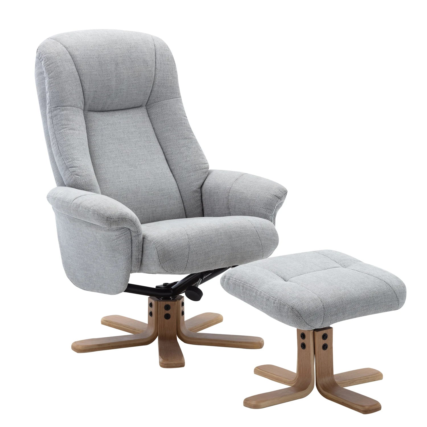 Bigelow Fabric Swivel Recliner Chair with Footstool - Pendle Village Furniture