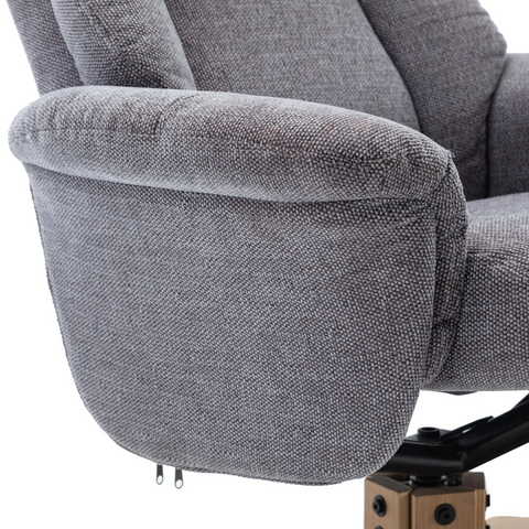 Bigelow Fabric Swivel Recliner Chair with Footstool - Pendle Village Furniture