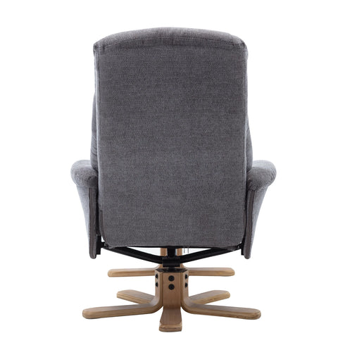 Bigelow Fabric Swivel Recliner Chair with Footstool - Pendle Village Furniture